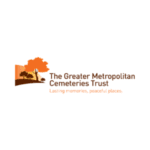 Logo for the Greater Metropolitan Cemeteries Trust with tagline Lasting memories, beautiful places